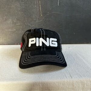 Ping Golf Hat Black with White Stitching